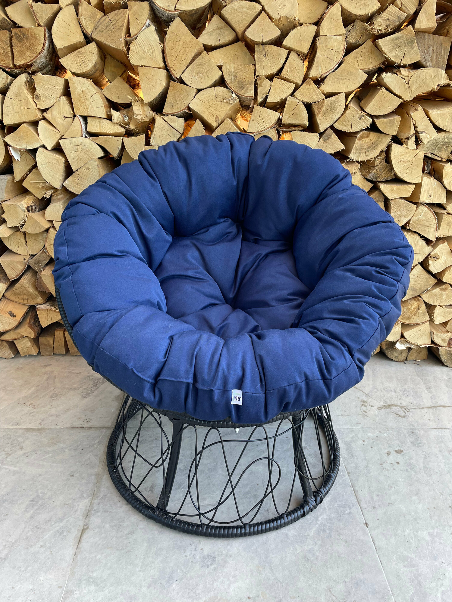 Подушка для подвесного кресла круглая 110 см Темно-синий - фотография № 5