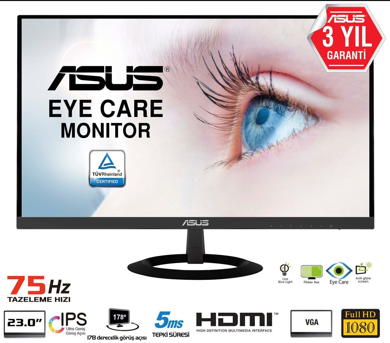 23" Монитор ASUS VZ239HE 1920x1080 75 Гц IPS