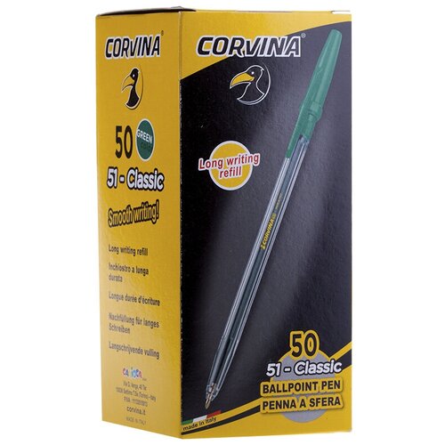 Купить Corvina Набор шариковых ручек 51 Classic 1 мм, 40163/04, зеленый цвет чернил, 50 шт.