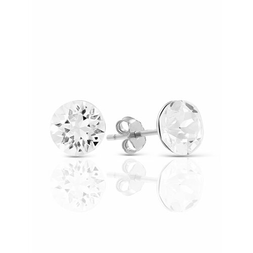 Серьги пусеты VALTERA, серебро, 925 проба, родирование, кристаллы Swarovski, серебряный женские серьги гвоздики из серебра 925 пробы с кристаллами