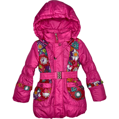 Куртка, размер 128, розовый куртка daigan зимняя удлиненная силуэт прямой карманы капюшон регулируемый капюшон утепленная ветрозащитная стеганая размер 58 фиолетовый