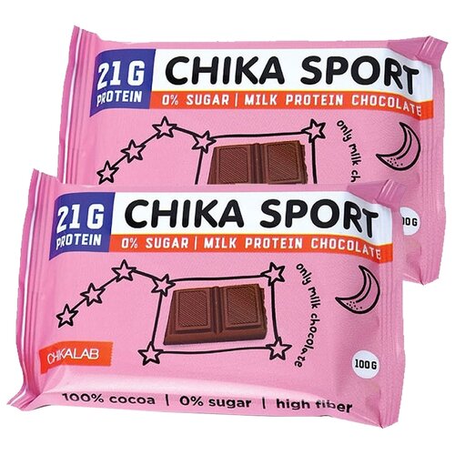 Chikalab молочный шоколад Chika sport протеиновый без сахара 2шт по 100г / Bombbar шоколад Chika sport