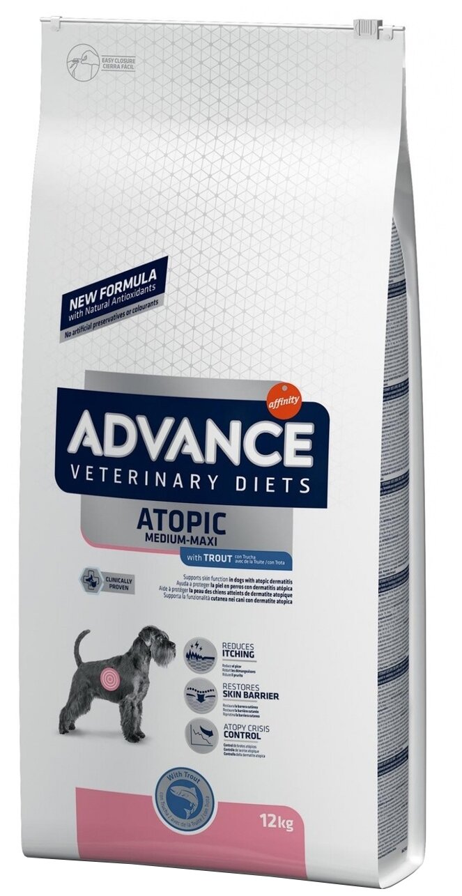 Сухой корм для собак Advance Veterinary Diets Atopic Medium\Maxi Trout для взрослых собак средних и крупных пород при дерматозах и аллергии, форель 1 уп. х 1 шт. х 12 кг (для средних и крупных пород)