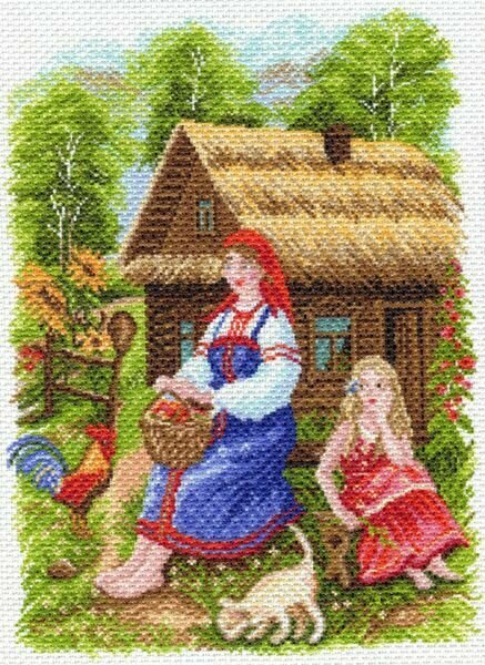 Канва с нанесенным рисунком Матренин Посад "Деревенский пейзаж", для вышивания крестом, 30х40 см