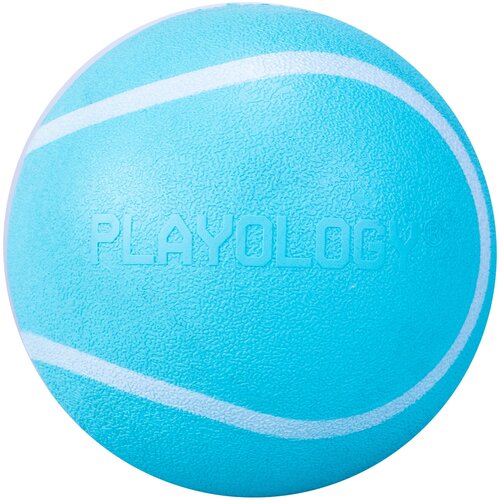 Хрустящий мяч для собак Playology с пищалкой и с ароматом арахиса, голубой, 8 см