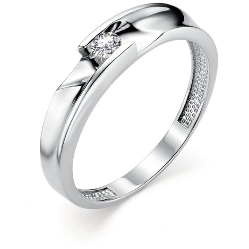 фото Алькор кольцо с 1 бриллиантом из белого золота 12757-200, размер 18