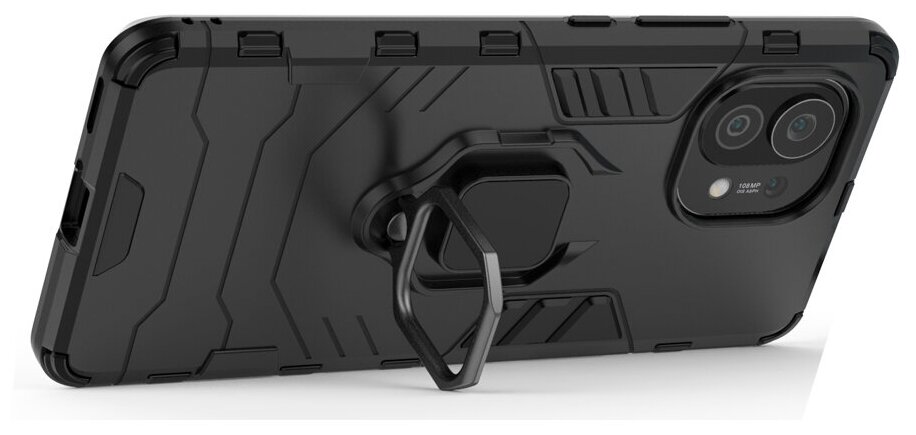 Противоударный чехол с кольцом Panther Case для Xiaomi Mi 11 черный