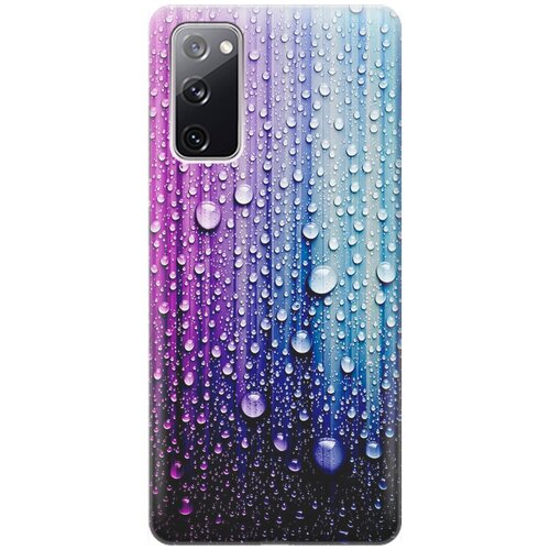 фото Ультратонкий силиконовый чехол-накладка для samsung galaxy s20 fe с принтом "капли на голубом" gosso