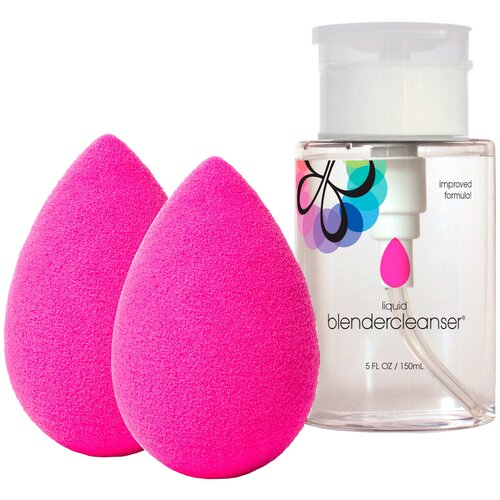 beautyblender набор good vibrations Beautyblender Набор спонжей two.bb.clean с очищающим гелем, 2 шт. розовый