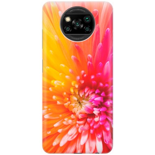 фото Ультратонкий силиконовый чехол-накладка для xiaomi poco x3 / x3 pro с принтом "розовая хризантема" gosso