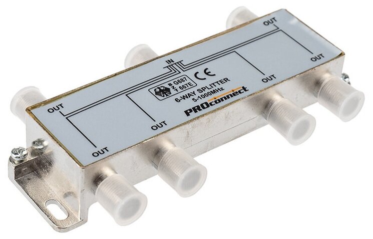 Делитель/сплиттер телевизионный под F разъем (5-1000 МГц) на 6 выходов