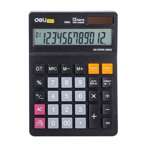 Калькулятор Deli EM01420, 12-разрядный, черный
