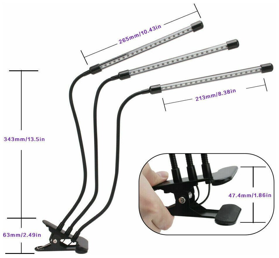 Фитолампа для растений Fitolamp Clip Line 4 - фотография № 7