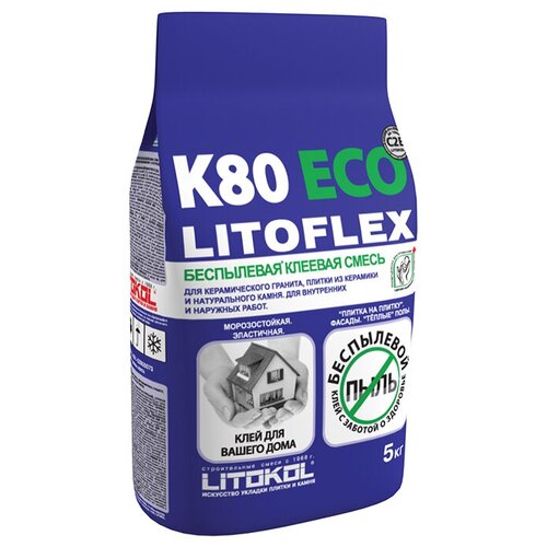 Клей для плитки и камня Litokol Litoflex K80 Eco серый 5 кг клей для плитки и камня litokol litoflex k80 серый 25 кг