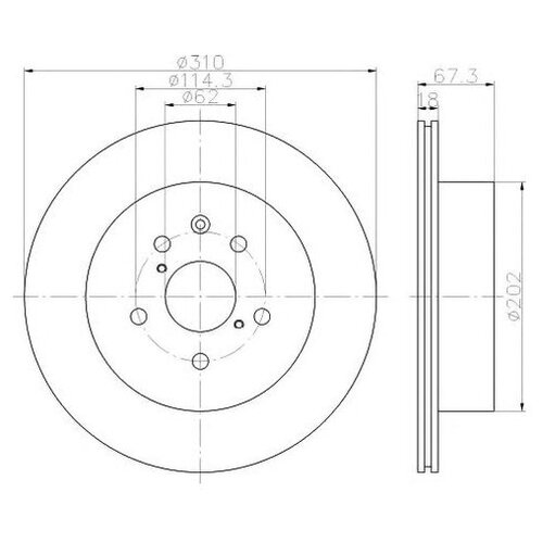 фото Тормозной диск hella 8dd 355 112-881 для lexus gs, is ii; toyota crown, mark x x