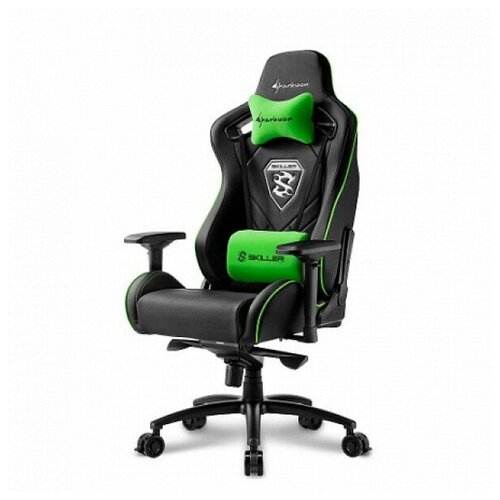фото Sharkoon skiller sgs4 игровое кресло чёрно-зелёное (синтетическая кожа, регулируемый угол наклона, механизм качания)