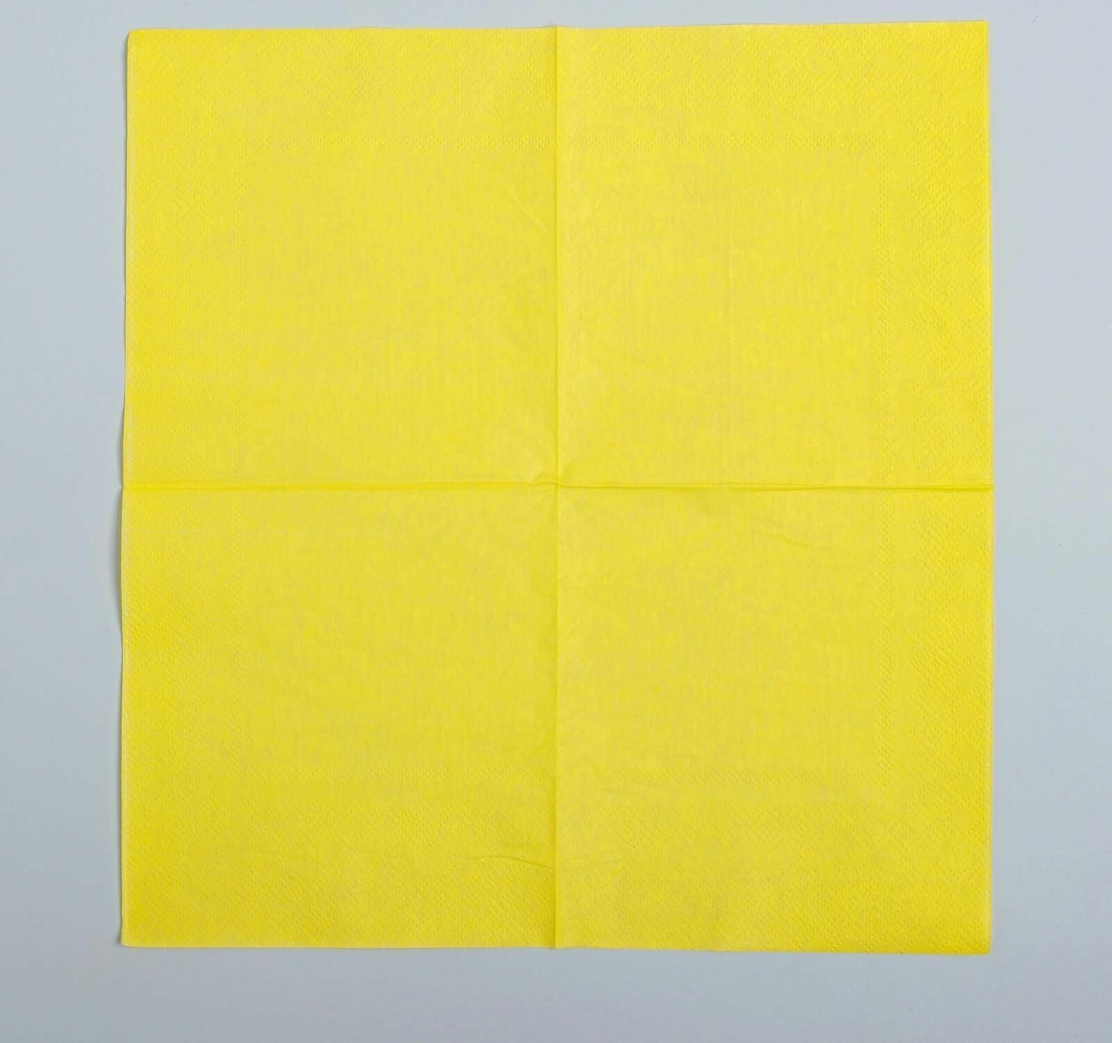 Салфетки бумажные, однотонные, 25х25 см, набор 20 шт., цвет жёлтый - фотография № 2