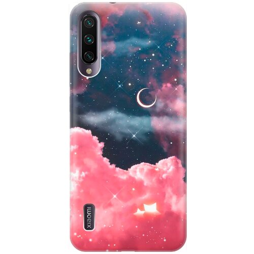 фото Ультратонкий силиконовый чехол-накладка для xiaomi mi a3 / cc9e с принтом "месяц и розовые облака" gosso
