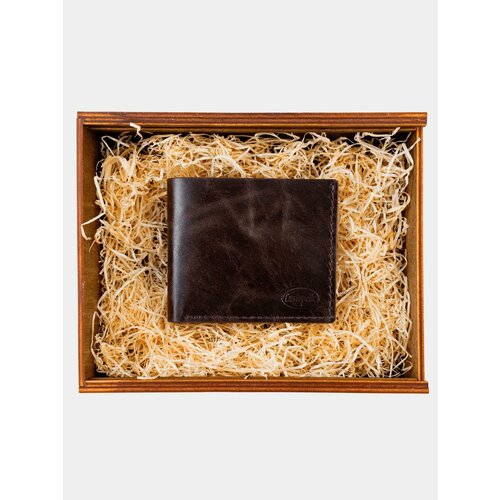 фото Кошелек custopelle, натуральная кожа, гладкая фактура, без застежки, отделение для карт, подарочная упаковка, коричневый