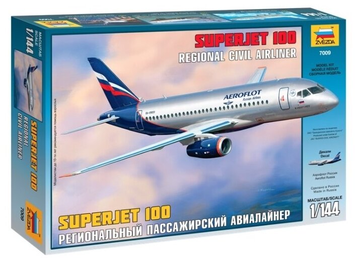 ZVEZDA Сборная модель Региональный пассажирский авиалайнер Superjet 100 - фото №3