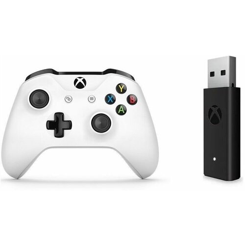 Геймпад Microsoft Xbox One S / X / Series S / X Wireless Controller White Белый 3 ревизия с bluetooth model 1708 джойстик + Адаптер - ресивер для ПК беспроводной адаптер для беспроводного геймпада xbox one xbox series wireless adapter для компьютера рс ноутбука windows 10 11 oem wi fi