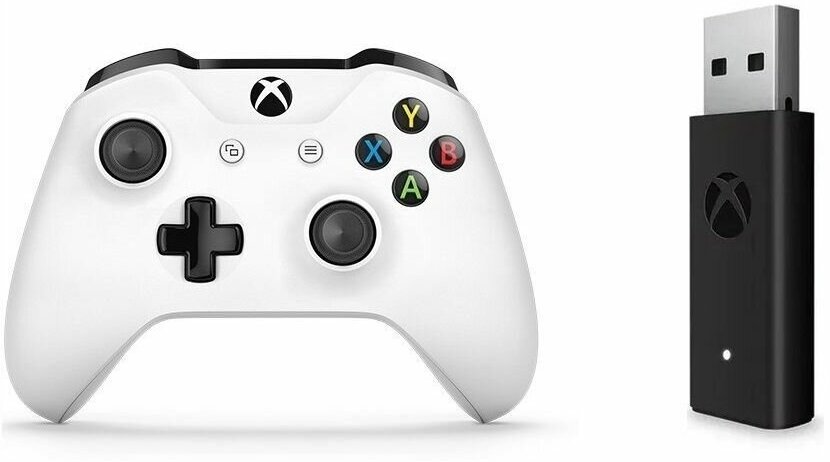 Геймпад Microsoft Xbox One S / X / Series S / X Wireless Controller White Белый 3 ревизия с bluetooth model 1708 джойстик + Адаптер - ресивер для ПК