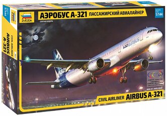 Сборная модель ZVEZDA Гражданский авиалайнер Аэробус А-321 (7017) 1:144