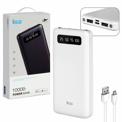 Внешний аккумулятор PB-101 10000 mAh белый ISA 139900₽