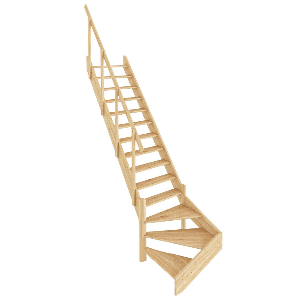 фото Лестница ЛС-14м Л (с поручнем) сосна (2 уп)