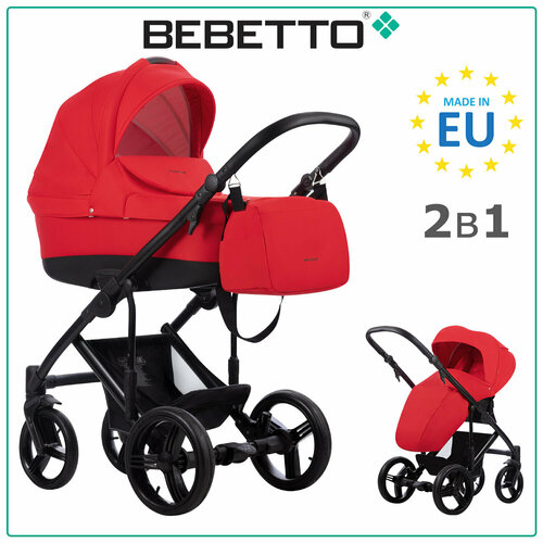 Универсальная коляска Bebetto Magnum 2018 (2 в 1), красный, цвет шасси: черный прогулочная коляска bebetto magelan 02 czm