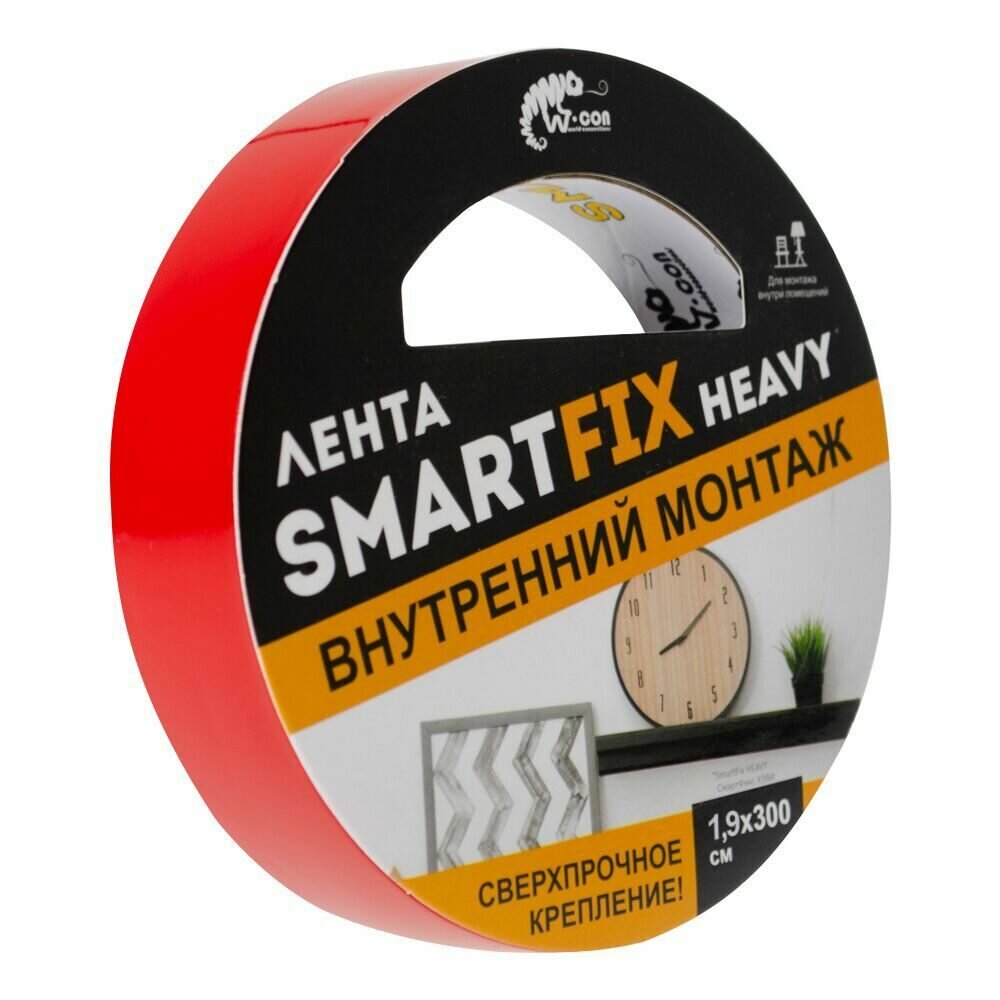 Сверхсильная лента для внутреннего монтажа W con SmartFix HEAVY  1 9 300см  прозрачная