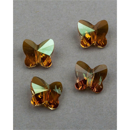 Бусины Swarovski в виде бабочек из стекла, цвет Crystal Copper (#001-COP), Размер 10 мм, 4 шт.