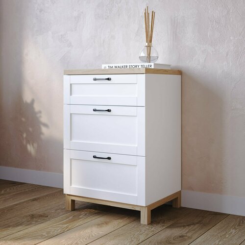 Комод деревянный на ножках, тумба с ящиками Техас 1 белый