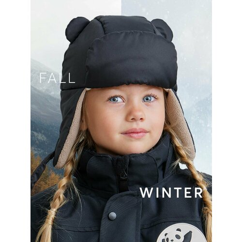 фото Шапка ушанка happy baby, размер 48-50, черный