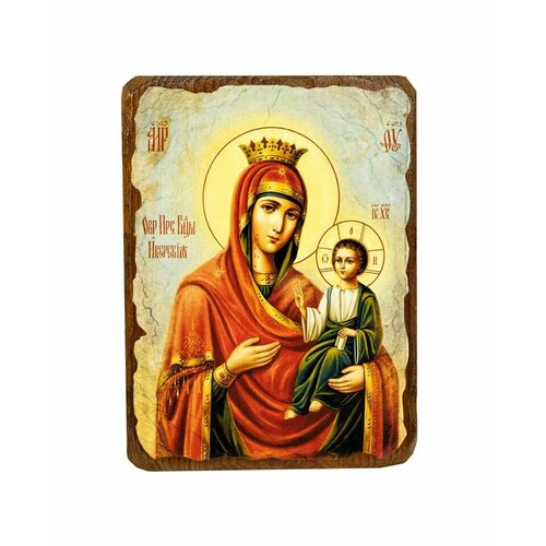 Икона под старину на состаренном дереве Пресвятая Богородица Иверская 17 х 13 см икона под старину на состаренном дереве пресвятая богородица достойно есть 17 х 13 см