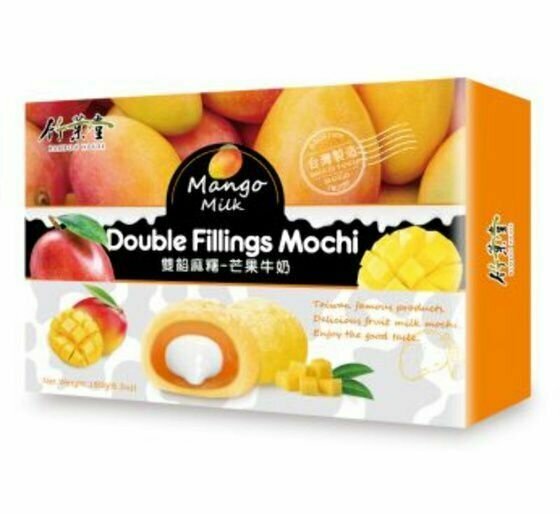 Японское рисовое пироженое моти DOUBLE FILLINGS MOCHI "Манго с молоком" 180г.