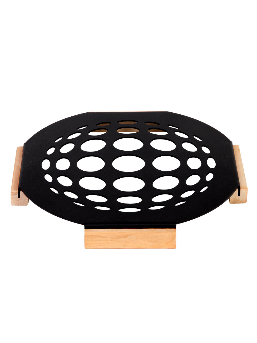 фото Подставка под горячее металлическая на деревянных ножках