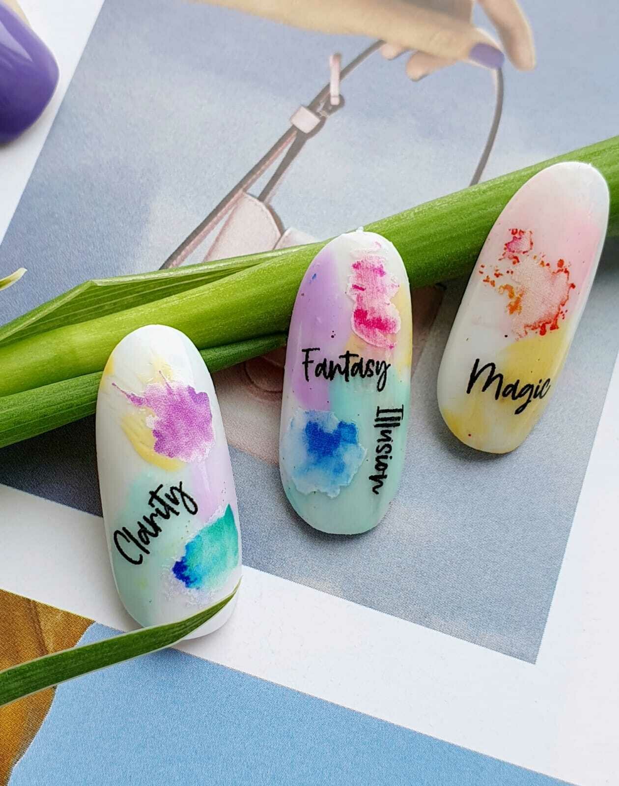 MIW Nails "Слайдеры для ногтей" водные наклейки для дизайна #W-74 цветной кляксы