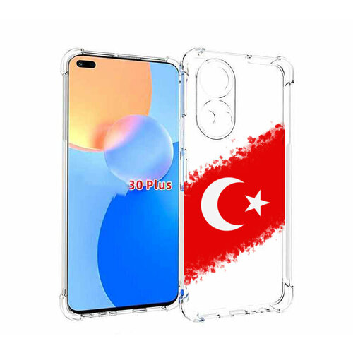 Чехол MyPads флаг Турции для Honor Play 30 Plus задняя-панель-накладка-бампер