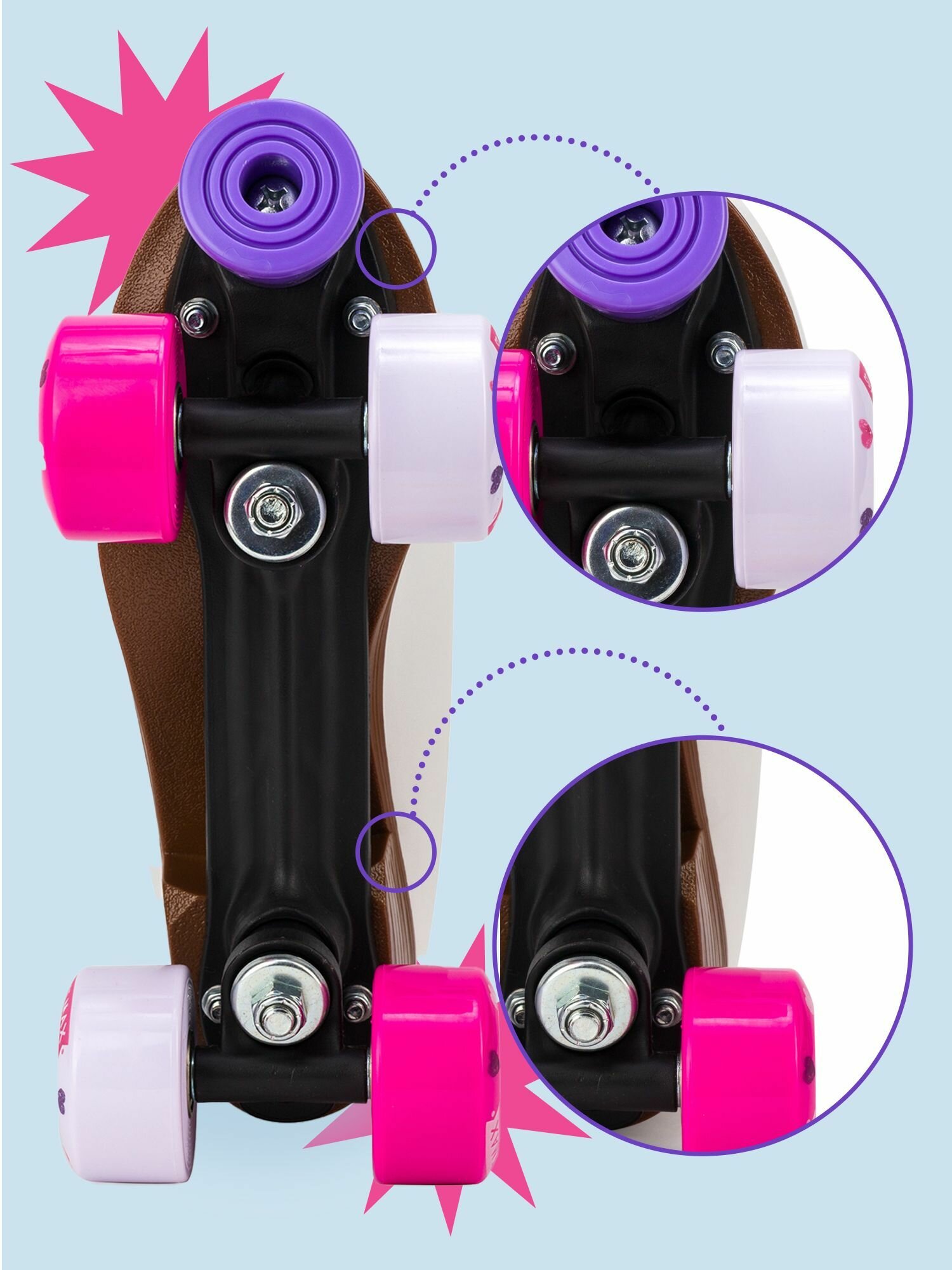 Роликовые коньки RADOST Roller skate YXSKT04PNHR38 цвет белые с розовыми сердечками, размер 38