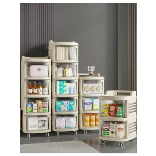 Шкаф пластиковый 4 секционный на колесах 7242₽