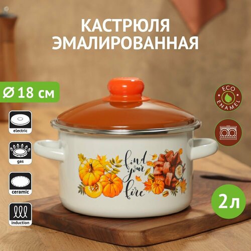 Осенняя романтика Кастрюля эмалированная 2 л 1398₽