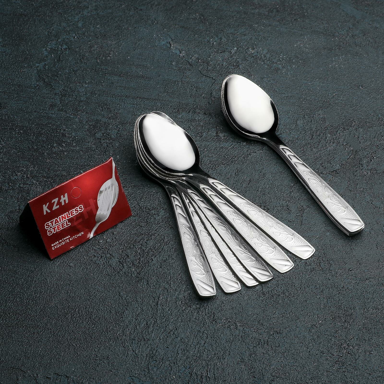 фото Набор чайных ложек из нержавеющей стали для сервировки стола "Паррито" 12 шт, 13 см