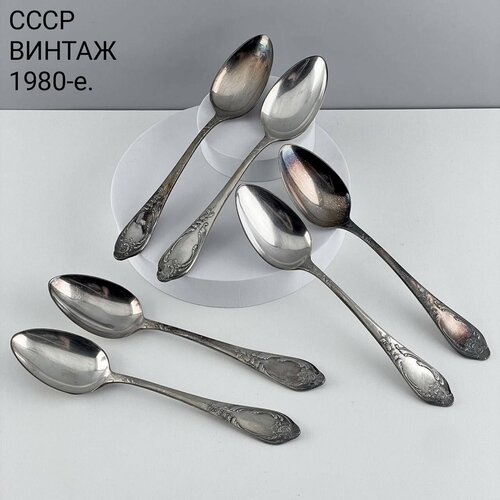 Винтажные столовые ложки Растительный декор Мельхиор ЗИШ СССР 1980-е 4000₽