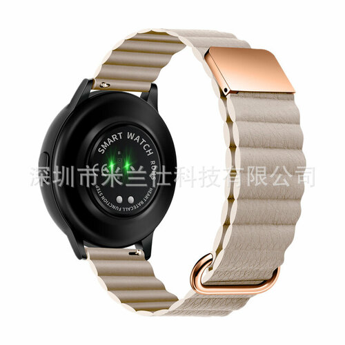 Ремешок для часов, для Samsung Watch, Huawei GT, кожаный, магнитный, хаки, 22мм Хаки