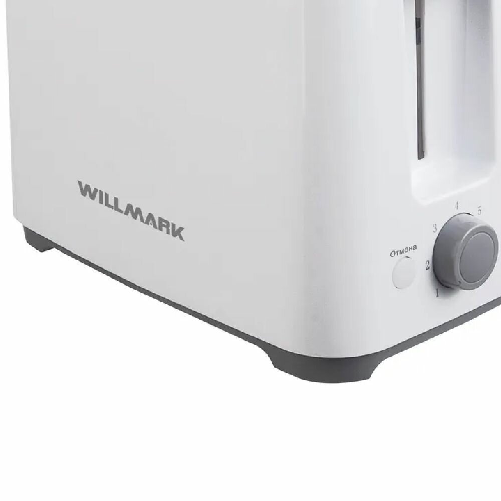 Тостер электрический для хлеба WILLMARK WTS-9218P, 800 Вт, 2 отделения, 7 степеней обжаривания, кнопка отмены, белый — фото 1