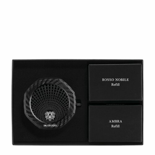 DrVranjes - Gift Box Carparfum Rosso Nobile 28 gr Ambra 28 gr Диспенсер для автомобиля карбон 2 сменных блока с ароматом Rosso Nobile и Ambra 10182₽