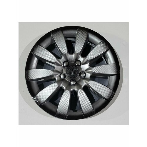 Колпаки автомобильные Торнадо серебристо-черные 15, 4 шт.