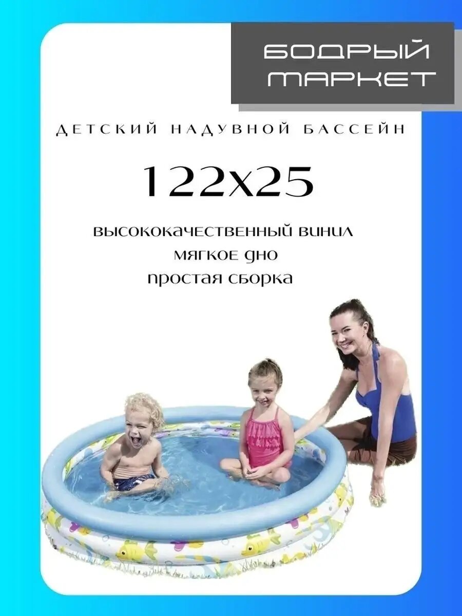 Бассейн надувной дeтский Океан, 122х25см
