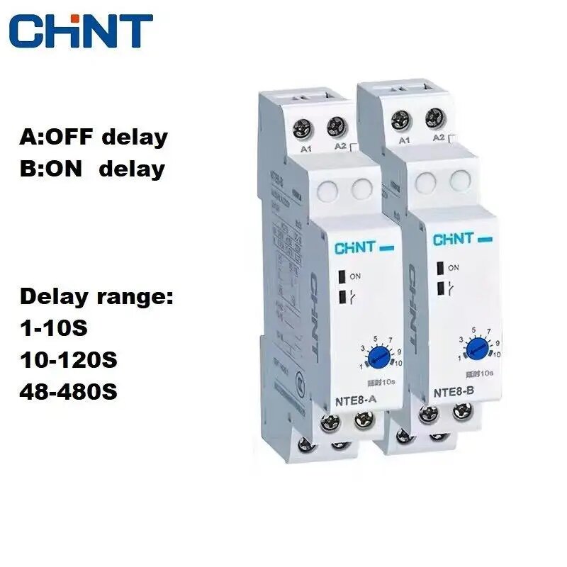 Реле задержки времени CHINT NTE8-A/B 220V, NTE8-B 0.1-5S, 24V DC